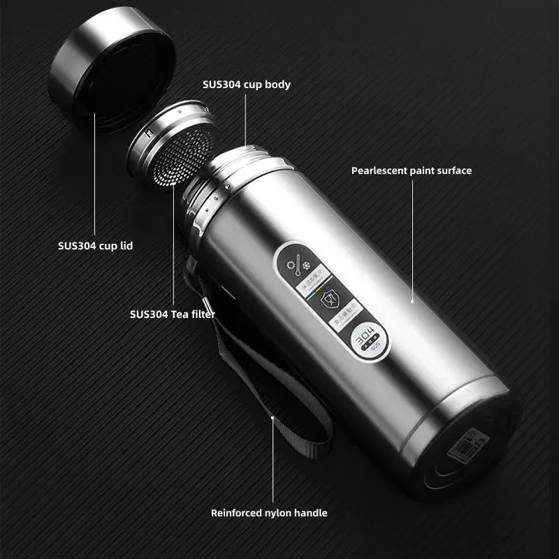 Portable Stainless Steel Thermos – LED Temp Display, 500ML/800ML