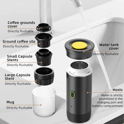 Wireless Electric Portable Espresso Coffee Machine for Car & Home