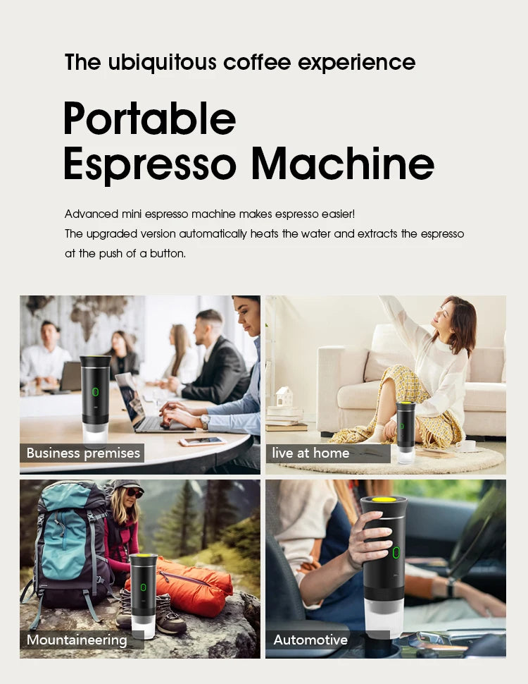 Wireless Electric Portable Espresso Coffee Machine for Car & Home